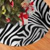 Christmas Tree Skirt 30" Zebra Print Xmas Tree Skirt Ornaments, Winter Soft Plush Christmas Tree Mat Cover Rustic Xmas Tree Collar for Family Holiday Party Decorations view 1