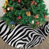 Christmas Tree Skirt 30" Zebra Print Xmas Tree Skirt Ornaments, Winter Soft Plush Christmas Tree Mat Cover Rustic Xmas Tree Collar for Family Holiday Party Decorations view 3