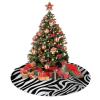 Christmas Tree Skirt 30" Zebra Print Xmas Tree Skirt Ornaments, Winter Soft Plush Christmas Tree Mat Cover Rustic Xmas Tree Collar for Family Holiday Party Decorations view 4