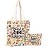 Animal Lovers Gifts Cute Animal Accessories Stuff Canvas Tote Bag with Makeup Bag Gifts for Women Girls Sister Friend Birthday Nurse Mothers Christmas Weekender Beach Shopping Bags for Work Office view 1