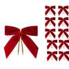 10/20Pcs Velvet Bows for Tree Decor Wreath Garland with Twist Tie Christmas Holiday(Red-10Pcs) view 1