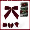 10/20Pcs Velvet Bows for Tree Decor Wreath Garland with Twist Tie Christmas Holiday(Red-10Pcs) view 2