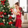 10/20Pcs Velvet Bows for Tree Decor Wreath Garland with Twist Tie Christmas Holiday(Red-10Pcs) view 4