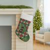 Caroline's Treasures Black and Tan Russian Toy Christmas Poinsettas Holiday Stocking Double-Sided Print, Polyester Suede,11x18, Made in USA view 3