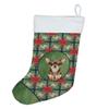 Caroline's Treasures Chocolate Chihuahua Christmas Poinsettas Holiday Stocking Double-Sided Print, Polyester Suede,11x18, Made in USA view 1