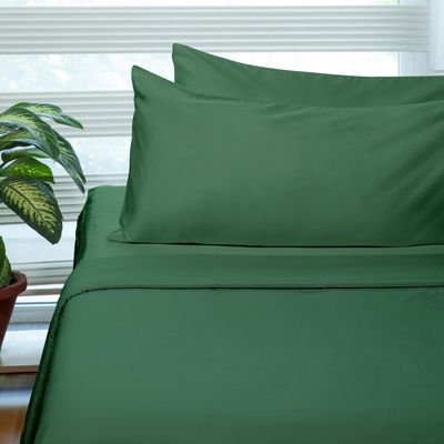Fabdreams 100% Organic Cotton Full Size Sheet Set | 400 Thread Count Sheet Set | GOTS Certified | Long Staple Cotton | Upto 17" Elasticised Deep Pockets | Soft Silky Shiny | Forest Green
