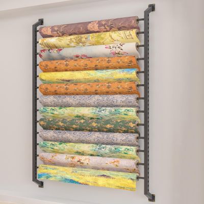 Wall-Mounted Type Fabric Roll Storage Rack, rcial Textile Roll Organizer Holder with Adjustable Layer spacing, Heavy Duty Steel Organiser Holder for Vinyl Rolls/car Color Change Film(10T,210cm)