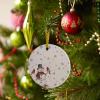 2025 Christmas Ornament Xmas Tree Hanging Accessories, Merry Christmas Snowman Red Bird Xmas Tree Round Ceramic Ornaments for Holiday Party Home Decor Snowflake Holly on Burlap Flax view 4