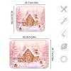 Boccsty Pink Christmas Tree Gingerbread House Dish Drying Mat for Counter Drying Kitchen Mats Coffee Bar Mats for Countertops Dishes Utensils Sinks 16 x 18 IN view 3