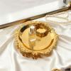 cachiv Pillar Candle Holder Set of 2 Jewelry Dish Ring Holder Candle Stand Decorative Metal Plate Vanity Tray for Weding Home Decor (Gold) view 3