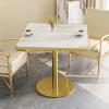 31.5'' Square Modern Dinning Table with Sintered Stone Tabletop, Golden Edge & Pedestal Base, Bistro Tulip Table for 2-4 Person for Dining Room/Cafe/Small Spaces/Restaurant (Crystal Onyx) view 1