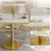 31.5'' Square Modern Dinning Table with Sintered Stone Tabletop, Golden Edge & Pedestal Base, Bistro Tulip Table for 2-4 Person for Dining Room/Cafe/Small Spaces/Restaurant (Crystal Onyx) view 3