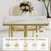31.5'' Square Modern Dinning Table with Sintered Stone Tabletop, Golden Edge & Pedestal Base, Bistro Tulip Table for 2-4 Person for Dining Room/Cafe/Small Spaces/Restaurant (Crystal Onyx) view 4