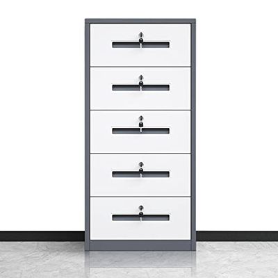4-Drawer Metal Filing Cabinet with Lock, Vertical Office Organizer for A4/Legal/Letter Documents, Space-Saving Storage Solution, Stylish White Finish, 85x40x39cm