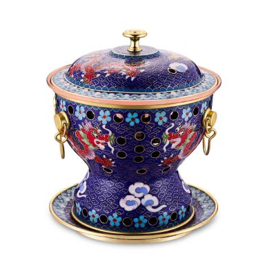 Chinese Cloisonn Single-person Copper Hot Pot, Pure Thickened Body, Split Design, Portable For Home And Outdoor Use(Brown)
