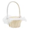Handheld Flower Basket with Handle White Plastic Cloth Wedding view 1