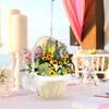Handheld Flower Basket with Handle White Plastic Cloth Wedding view 4