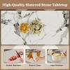 63" Modern Dining Table for 4-6 People, Kitchen Table with Storage Shelf & Acrylic Door Cabinet, Sintered Stone Tabletop with Golden Solid Wood Base (White + Sintered Stone-2) view 3