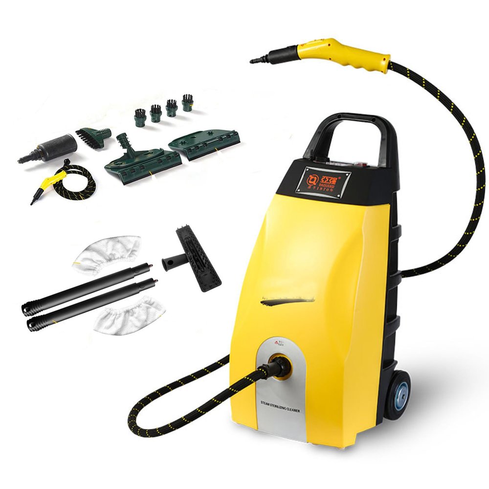 Multi-purpose High Temp Steam Continuous Cleaner, 40s Fast Heat-up With 6 Accessories, For Home/car/ac/range Hood/hotel, Heated Carpet Extractor For Appliances & Auto Detailing Yellow