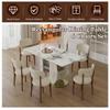 63" Modern Dining Table for 4-6 People, Kitchen Table with Storage Shelf & Acrylic Door Cabinet, Sintered Stone Tabletop with Golden Solid Wood Base (White + Sintered Stone-3) view 4