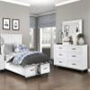 3-Pc Set Bedroom Twin Size White Platform Bed w Footboard Drawers Wooden Rustic Style Furniture view 1
