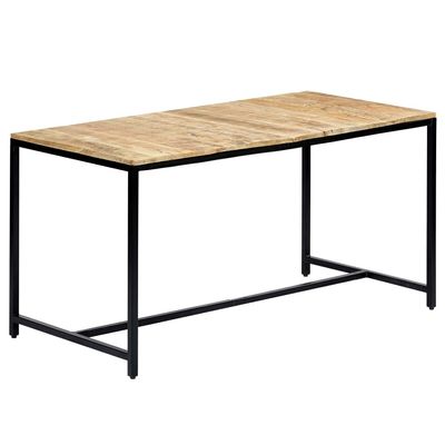 AMBERARD Dining Table Brown and Black,Industrial Style Dining Table with Solid Mango Wood Top and PowderCoated Iron Legs for Home, Kitchen or Room Use