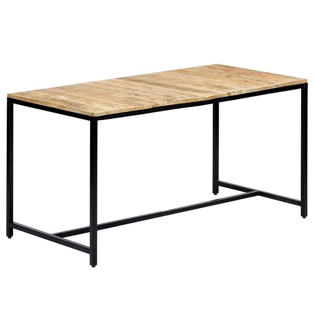 AMBERARD Dining Table Brown and Black,Industrial Style Dining Table with Solid Mango Wood Top and PowderCoated Iron Legs for Home, Kitchen or Room Use