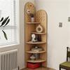5-Tier Solid Wood Corner Shelf - Fan-Shaped Space-Saving Bookcase Display Rack for Living Room, Multi-Purpose Storage with Perforated Top Board (White) view 1