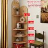 5-Tier Solid Wood Corner Shelf - Fan-Shaped Space-Saving Bookcase Display Rack for Living Room, Multi-Purpose Storage with Perforated Top Board (White) view 3