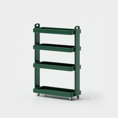 Ultra-Thin 4-Tier Mobile Storage Rack - Versatile Utility Cart for Kitchen, Dining Room & Living Room - Sleek Black Shelving Solution for Home Organization