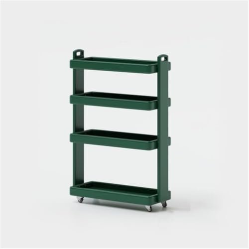 Ultra-Thin 4-Tier Mobile Storage Rack - Versatile Utility Cart for Kitchen, Dining Room & Living Room - Sleek Black Shelving Solution for Home Organization