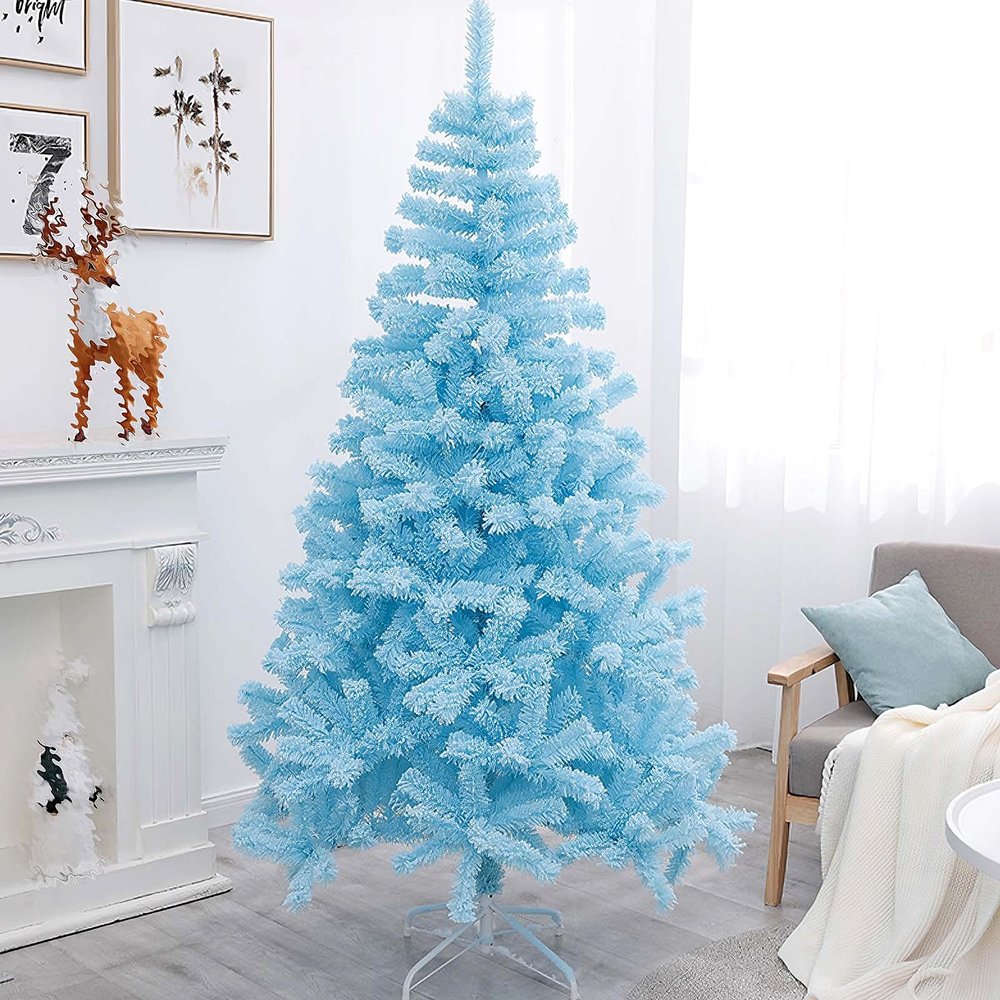 Blue Flocked Christmas Tree Living Room Decoration Tree PVC and Wire Artificial Christmas Trees for Parties, Evenings, Shopping Malls, Hotels, Schools, Homes(400cm/157.5")