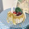 Heart Shaped Wedding Basket with Lace and Tassel, Golden Cloth view 4