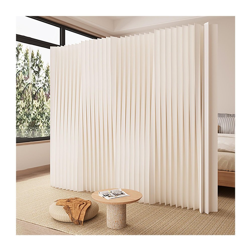Retractable Paper Room Divider Honeycomb Partition Wall Expandable Privacy Screen for Home, Living Room, Office, Store, or Exhibition Use(White H86.6in,118.1in)