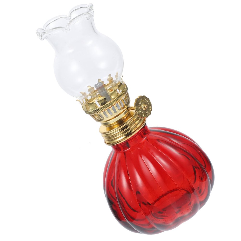 Halloween Glass Kerosene Lamp for Indoor Use, Red Retro Tabletop