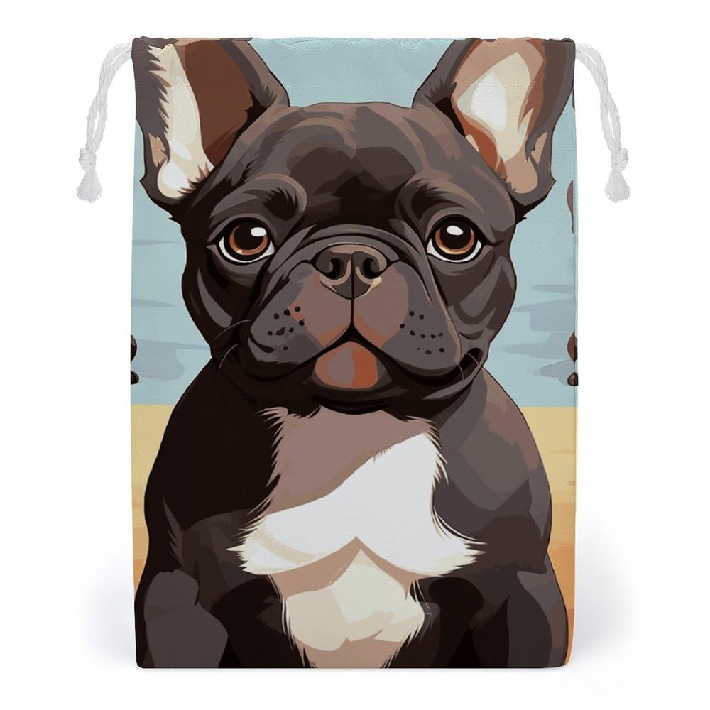 HEBVNJF Drawstring Storage Bag Travel Shoe Bag French Bulldog Dog Cute Sports Cinch Sack for Gym Beach Camp