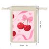 8-Pack Cotton Linen Drawstring Bags 6.7 X 4.9 Inches Natural Small Storage Bag, Reusable Cherry Pink Bow With Red Lips Gift Pouch for Storage, Travel, Jewelry & Organizing view 2