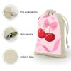 8-Pack Cotton Linen Drawstring Bags 6.7 X 4.9 Inches Natural Small Storage Bag, Reusable Cherry Pink Bow With Red Lips Gift Pouch for Storage, Travel, Jewelry & Organizing view 3