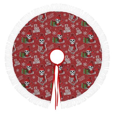 Fashion Christmas Tree Skirt Soft Tree Skirt Holiday Party Home Decoration Christmas Skeleton Funny Sugar Skull
