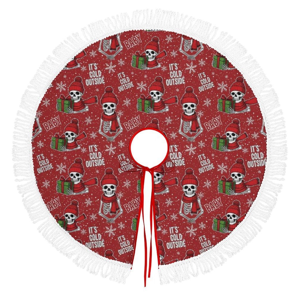 Fashion Christmas Tree Skirt Soft Tree Skirt Holiday Party Home Decoration Christmas Skeleton Funny Sugar Skull