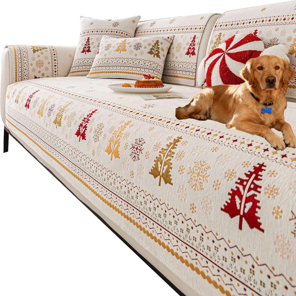Pet Couch Cover Dogs WashableNon-Slip Couch Protector Pet Friendly Dog Mat for Couches and SofasDecorative Couch Slipcover Easy to CleanChristmasExcluding Pillows