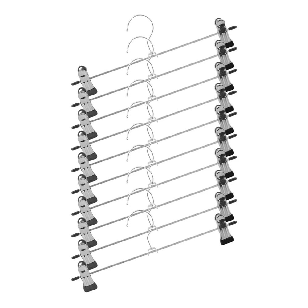 10pcs Dress Hanger Multi Functional Pants Rack Stainless Steel Trouser Clip Skirt Hangers Closet