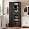 XIOMIOHTRQ Metal Storage Cabinet with Drawer, 71" Tall Storage Cabinets with Adjustable Shelves,Black Farmhouse Freestanding Kitchen Pantry Cabinet for Dining Room, Living Room view 3
