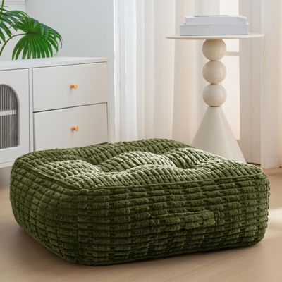 8" Washable Floor Pillow Cushion for Adults, Meditation Cushion Pillow, Removable Tufted Blended Corduroy Cover, Large Square Floor Sitting for Tatami Living Room or Yoga, 22x22 Inch, Machine Washable