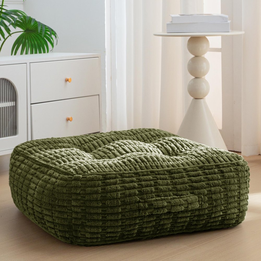 8" Washable Floor Pillow Cushion for Adults, Meditation Cushion Pillow, Removable Tufted Blended Corduroy Cover, Large Square Floor Sitting for Tatami Living Room or Yoga, 22x22 Inch, Machine Washable