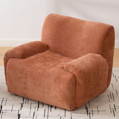 42" Cloud Single Sofa Couch Chair, Giant Bean Bag Chair with Wider Armrest, Comfy Deep Seat Chenille Boneless Couch Armchair for Living Room Bedroom Apartment, Dorms, No Assembly Needed (Orange)