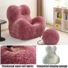 WENMEE Lounge Chair, with Ball Footrest Comfy Wool Curly Fabric for Living Room, Bedroom, Dormitory(White) view 2