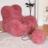 WENMEE Lounge Chair, with Ball Footrest Comfy Wool Curly Fabric for Living Room, Bedroom, Dormitory(White) view 3