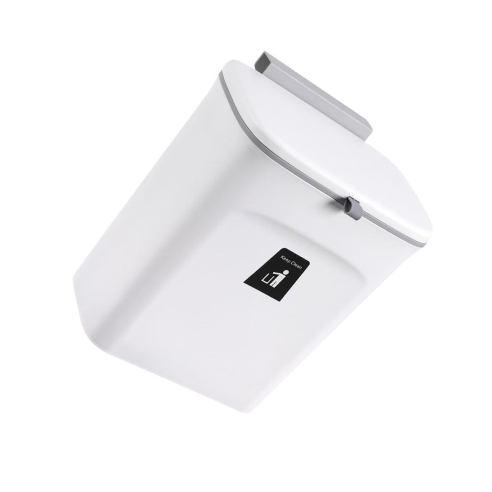 BESPORTBLE Wall Hanging Waste Bin with Lid Space-Saving Rubbish Storage Container for Kitchen Cabinet Door Panel Up to Thick Smooth Surface Household Trash Can