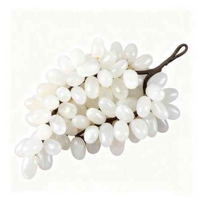 Handcrafted Onyx Grapes Bunch, Luxury Home Decor & Wedding Centerpiece, Artisan Gift for Harvest Celebrations, Natural Stone Display(White,Large)